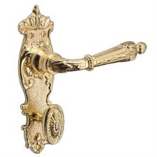 Brassart Adam Bathroom Door Handles Short Plate Polished Brass Lacquered