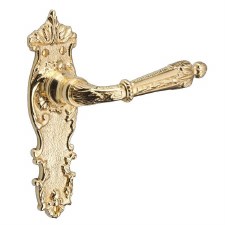 Brassart Adam Latch Door Handles Short Plate Polished Brass Lacquered