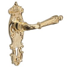 Brassart Adam Lock Door Handles Short Plate Polished Brass Lacquered