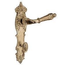 Brassart Adam Bathroom Door Handles Long Plate Polished Brass Lacquered