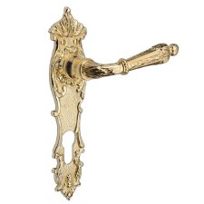 Brassart Adam Euro Lock Door Handles Long Plate Polished Brass Lacquered