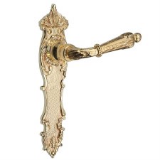 Brassart Adam Latch Door Handles Long Plate Polished Brass Lacquered