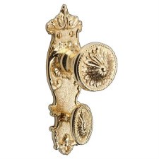 Brassart Adam Round Bathroom Door Knobs Short Plate Polished Brass Lacquered