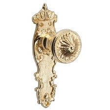 Brassart Adam Round Latch Door Knobs Short Plate Polished Brass Lacquered