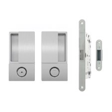 AGB Wave Flush Bathroom Lock Set Satin Chrome