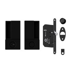 AGB Wave Pocket Door Bathroom Lock Set Matt Black AGB Wave Pocket Door Bathroom Lock Set Matt Black