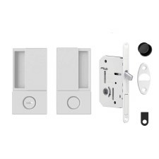 AGB Wave Pocket Door Bathroom Lock Set White AGB Wave Pocket Door Bathroom Lock Set White
