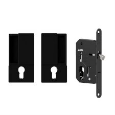 AGB Wave Pocket Door Euro Lock Set Matt Black