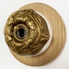 Art Nouveau Round Dolly Light Switch 1 Gang Satin Brass White Base Int Art Nouveau Round Dolly Light Switch 1 Gang Satin Brass White Base Int