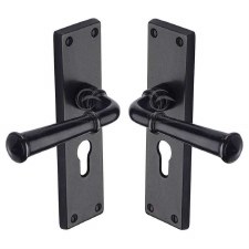 Heritage Ashfield Euro Lock Door Handles RDB3748 Rustic Dark Bronze