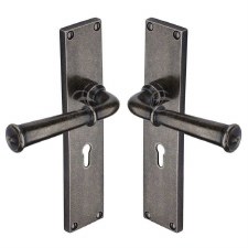 Heritage Ashfield Lock Door Handles RPW3700 Rustic Pewter