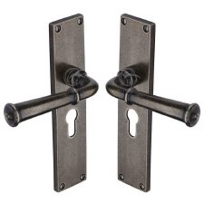 Heritage Ashfield Euro Lock Door Handles RPW3748 Rustic Pewter