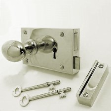 Plain Rim Lock 5" Left Hand, Polished Nickel