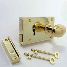 Plain Rim Lock 5" Right Hand Polished Brass Unlacquered