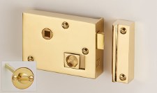 Bathroom Rim Latch with Emergency Release 4" Polished Brass LH