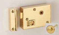 Bathroom Rim Latch with Emergency Release 4" Polished Brass RH