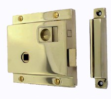 Flanged Rim Latch 5" Left Hand Polished Brass Unlacquered