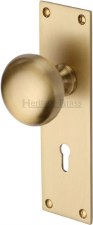 Heritage Balmoral Door Knobs Lever Lock BAL8500 Satin Brass