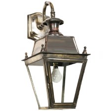 Balmoral Outside Wall Lantern Overhead Arm Renovated Brass