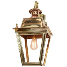 Balmoral Outside Wall Lantern Overhead Arm Polished Brass Unlacquered