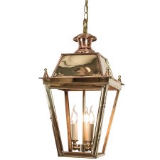 Balmoral Pendant with 3 Light Cluster Lantern Polished Brass Unlacquered