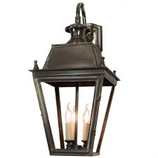 Large Balmoral Outdoor Wall Down Lantern 3 Light Cluster Antique Brass