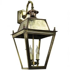 Large Balmoral Outdoor Wall Down Lantern 3 Light Cluster Renovated Brass