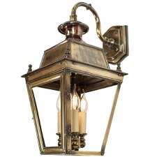 Balmoral Overhead Wall Lantern 3 Light Cluster Renovated Brass