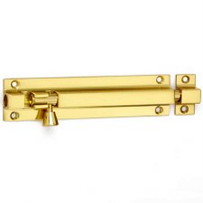 Barrel Bolt Square Section 150mm x 28mm Polished Brass Unlacq