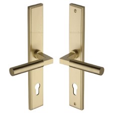Heritage Bauhaus Multipoint Door Handles Left Hand Satin Brass