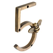 Bee Numeral 5 Antique Brass