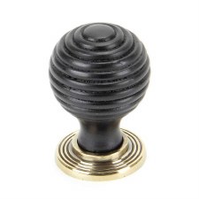 From The Anvil Beehive Cabinet Knob Ebony & Antique Brass Small