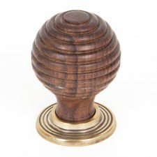 From The Anvil Beehive Cabinet Knob Rosewood & Antique Brass Small