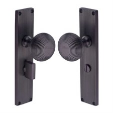 Heritage Beehive Door Knobs Reeded Bathroom Plate V9530 Matt Bronze