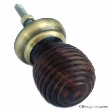 Wooden Beehive Cupboard Knob Brown & Antique Brass