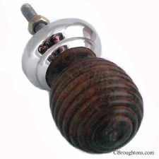 Wooden Beehive Cupboard Knob Brown & Chrome