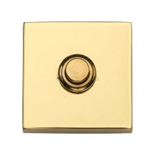 Heritage Square Bell Push V1188 Polished Brass Lacquered