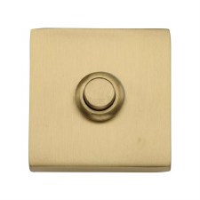 Heritage Square Bell Push V1188 Satin Brass Lacquered