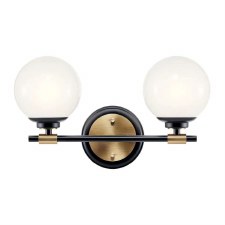 Kichler Benno Bathroom Double Wall Light Black & Champagne Bronze Kichler Benno Bathroom Double Wall Light Black & Champagne Bronze