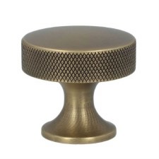 Berlin Knurled Cupboard Knob 38mm Antique Brass