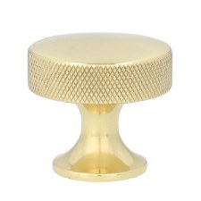 Berlin Knurled Cupboard Knob 38mm Polished Brass