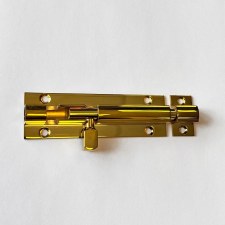 Barrel Door Bolt Straight 4"x1.25" Polished Brass Unlacquered