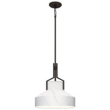 Quoizel Brecken Pendant Light Old Bronze & Faux Alabaster Glass Quoizel Brecken Pendant Light Old Bronze & Faux Alabaster Glass
