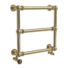 Bridewell Heated Towel Rail 650mm Polished Brass Unlacquered