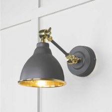 From The Anvil Brindley Wall Light Bluff With Hammered Brass Interior