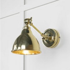 From The Anvil Brindley Wall Light Brass With Hammered Brass Interior