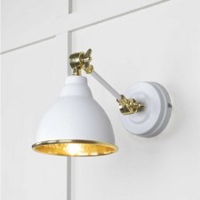 From The Anvil Brindley Wall Light Flock With Hammered Brass Interior