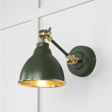 From The Anvil Brindley Wall Light Heath With Hammered Brass Interior