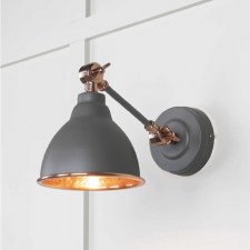 From The Anvil Brindley Wall Light Bluff With Hammered Copper Interior