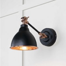 From The Anvil Brindley Wall Light Elan Black With Hammered Copper Interior